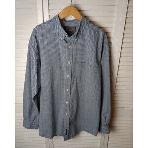 Abercrombie‎ & Fitch Button Down Shirt Mens XL White Blue Black VTG 100% Cotton